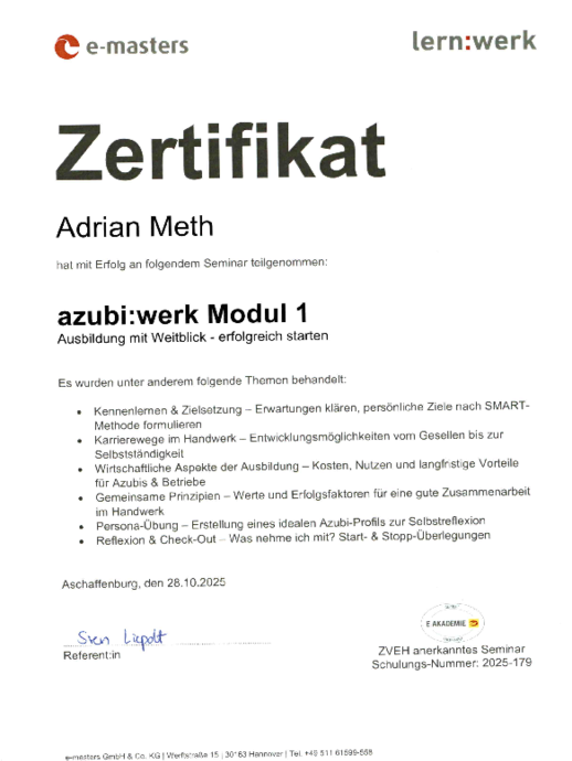 azubi:werk Modul 1 bei Pickel Elektro- und Sanitär GmbH in Leutershausen