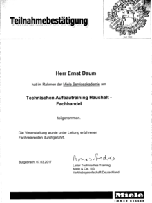 Miele Serviceakademie bei Pickel Elektro- und Sanitär GmbH in Leutershausen