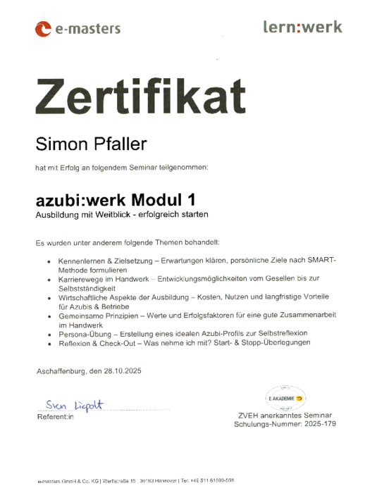 azubi:werk Modul 1 bei Pickel Elektro- und Sanitär GmbH in Leutershausen