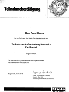 Miele Serviceakademie bei Pickel Elektro- und Sanitär GmbH in Leutershausen